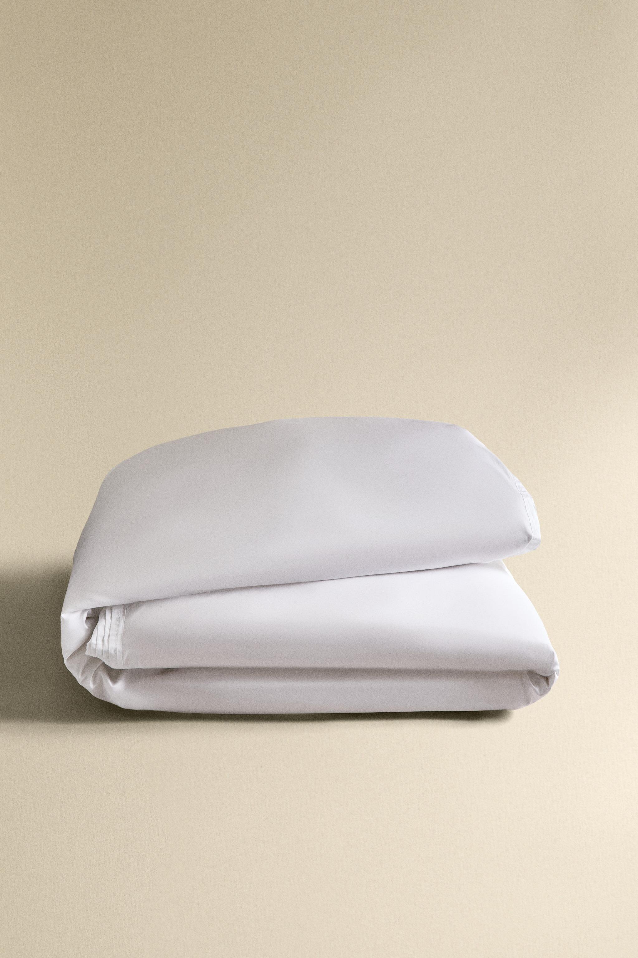 HOUSSE DE COUETTE SATIN COTON BORD PLISSÉ (400 FILS)